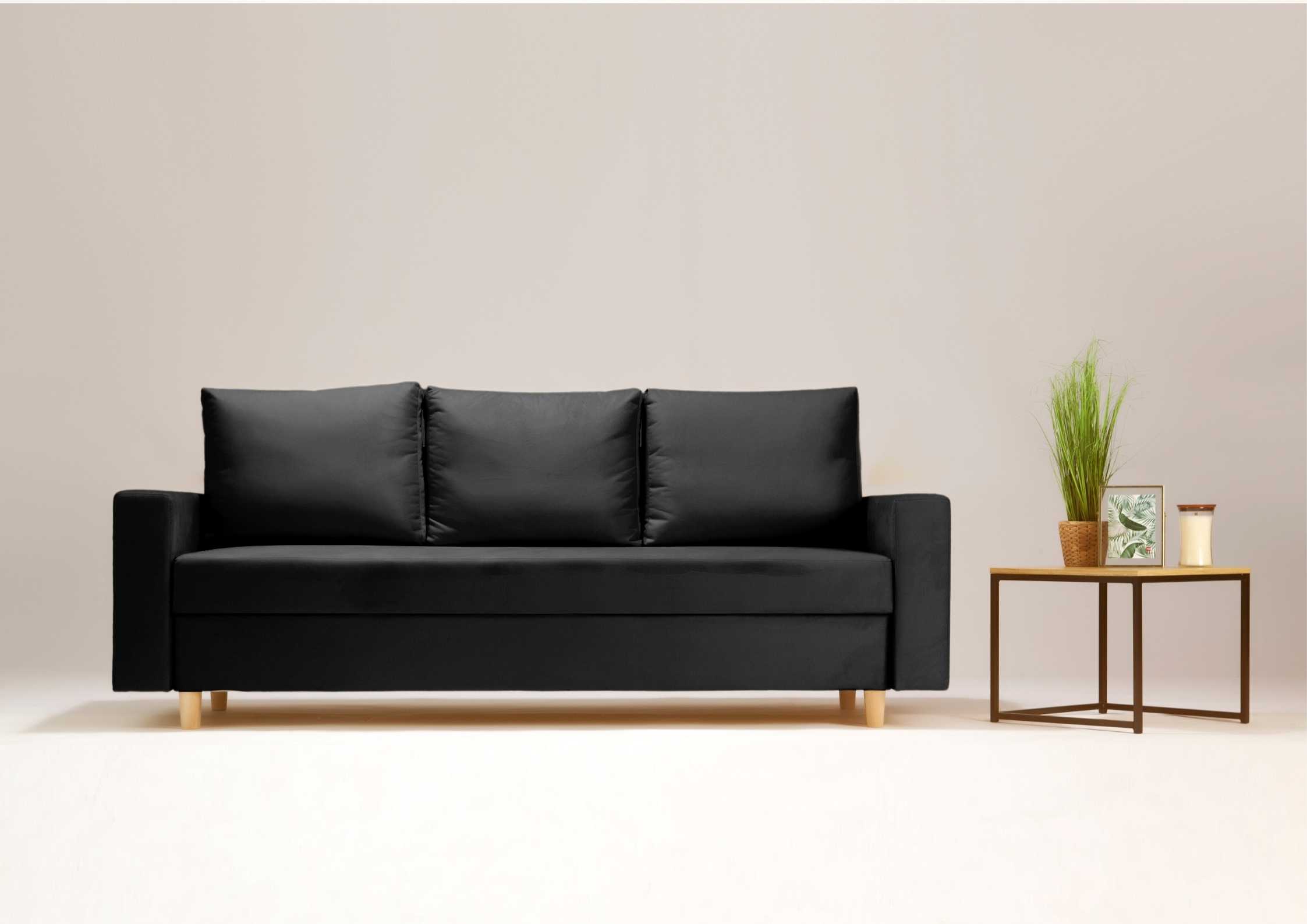 Czarna skandynawska sofa rozkładana